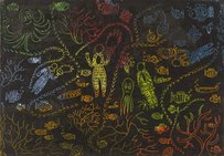 Unterwasserforscher Wachskratztechnik mit dem Titel „Unterwasserforscher“